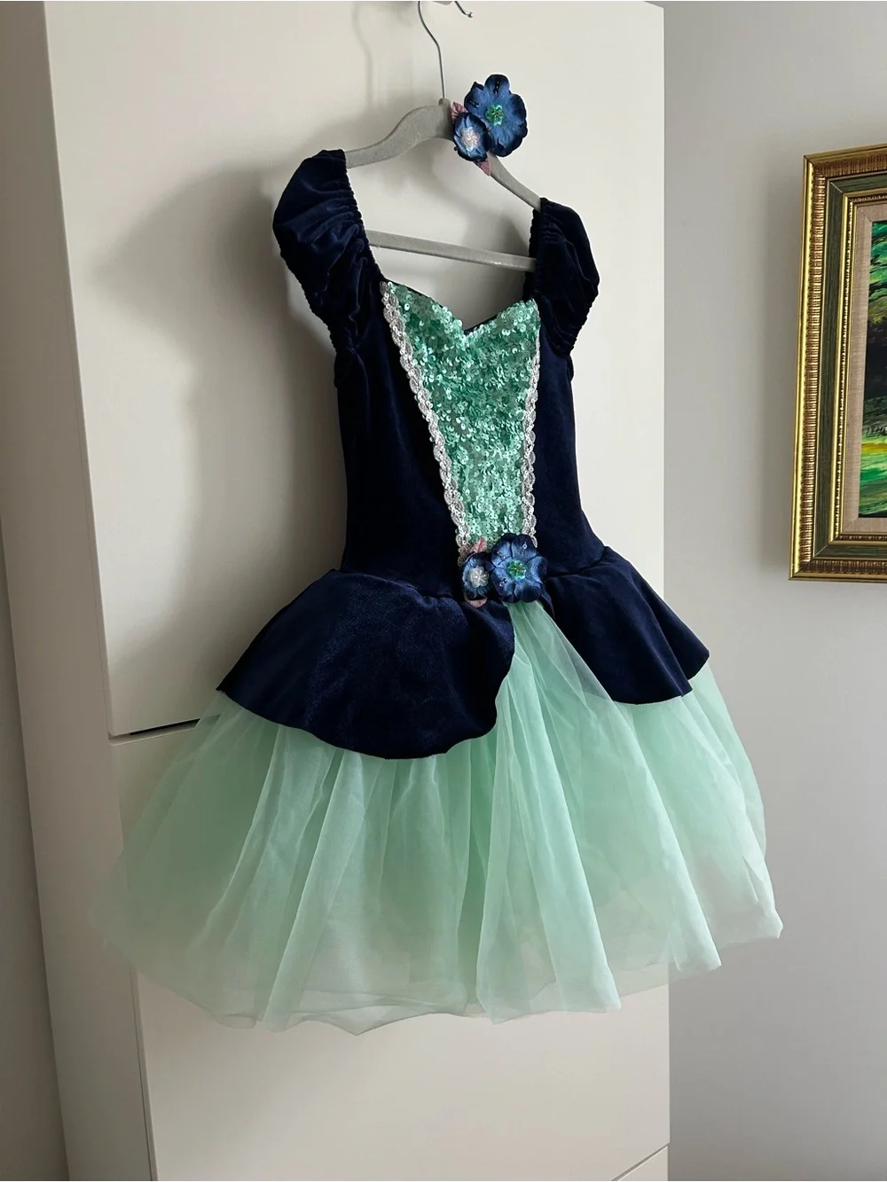 Revolution Navy and Mint Sequin Tulle Girls Dance Costume Dress - MC